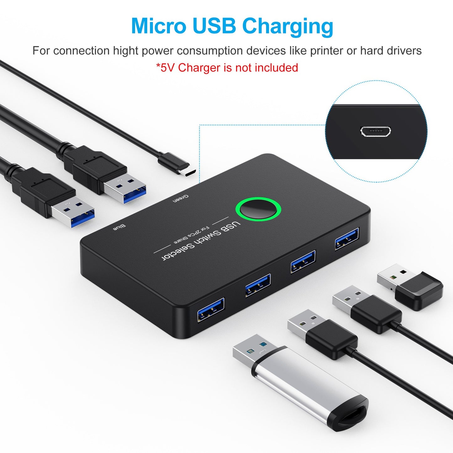 USB 3.0 Switcher 4-port 2-port Computer Peripheral Switcher Adapter USB Hub KTV Switcher.
