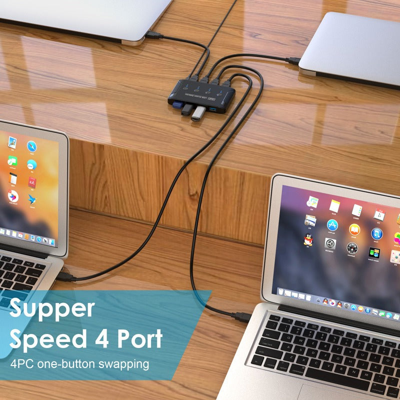 USB 3.0 Switcher 4-port USB Automatic 4-In 4-Out Switcher Hub Printer Shared Switcher
