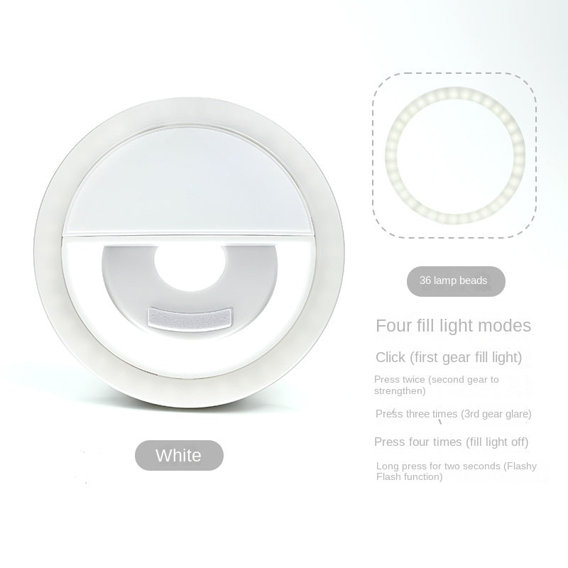 RK-12 Mobile Phone Fill Light Wholesale Live Beauty Selfie Lighting Round Flash Charging LED Fill Light.
