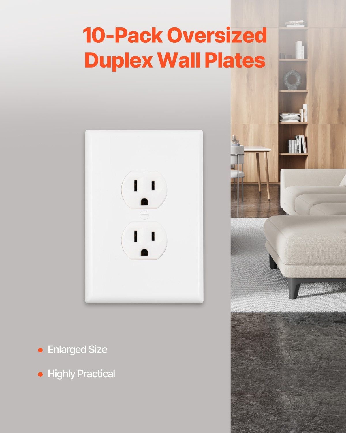 1 - Gang Duplex Outlet Covers Wall Outlet Cover 10 Pack Receptacle Faceplate - GoTypical