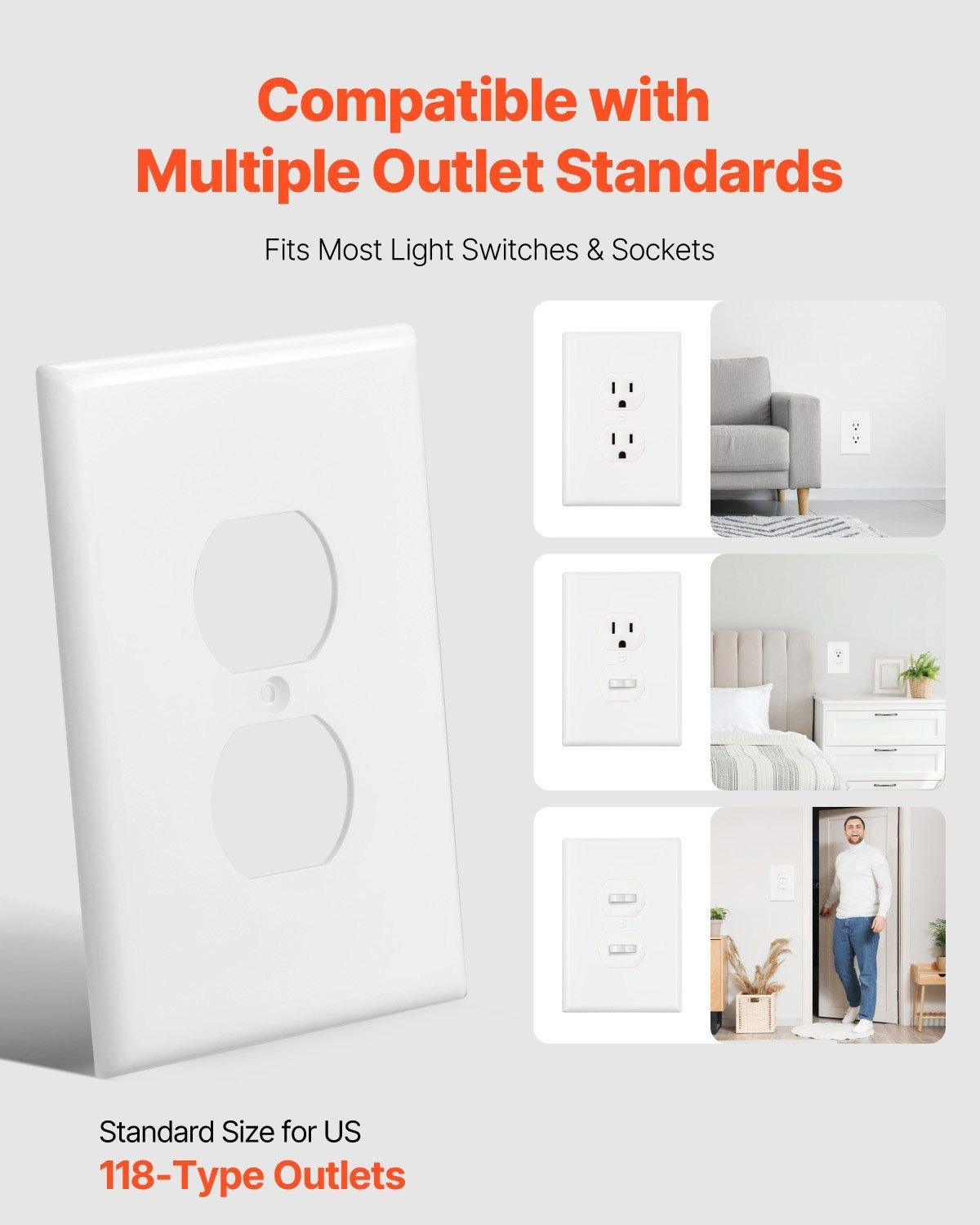 1 - Gang Duplex Outlet Covers Wall Outlet Cover 10 Pack Receptacle Faceplate - GoTypical