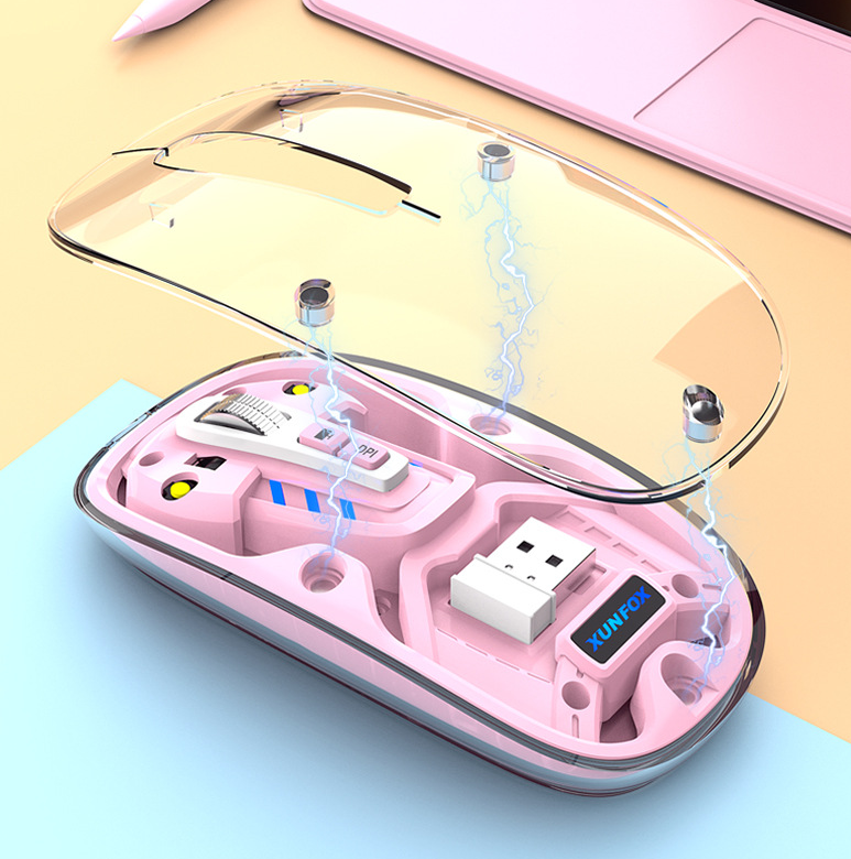 Bluetooth wireless transparent mouse mute dual-mode desktop computer laptop office business USB