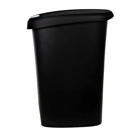 12 Gallon Lockable Step-On Garbage Bin – Black Plastic Child & Pet Safe - GoTypical