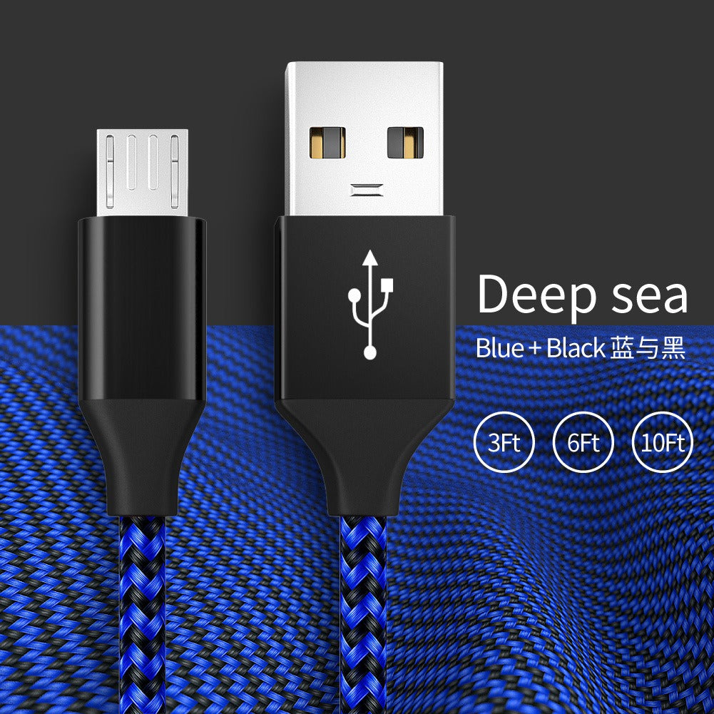 Android Phone V8 Fast Charging Micro Data Cable Braided Aluminum Alloy USB Charging Cable