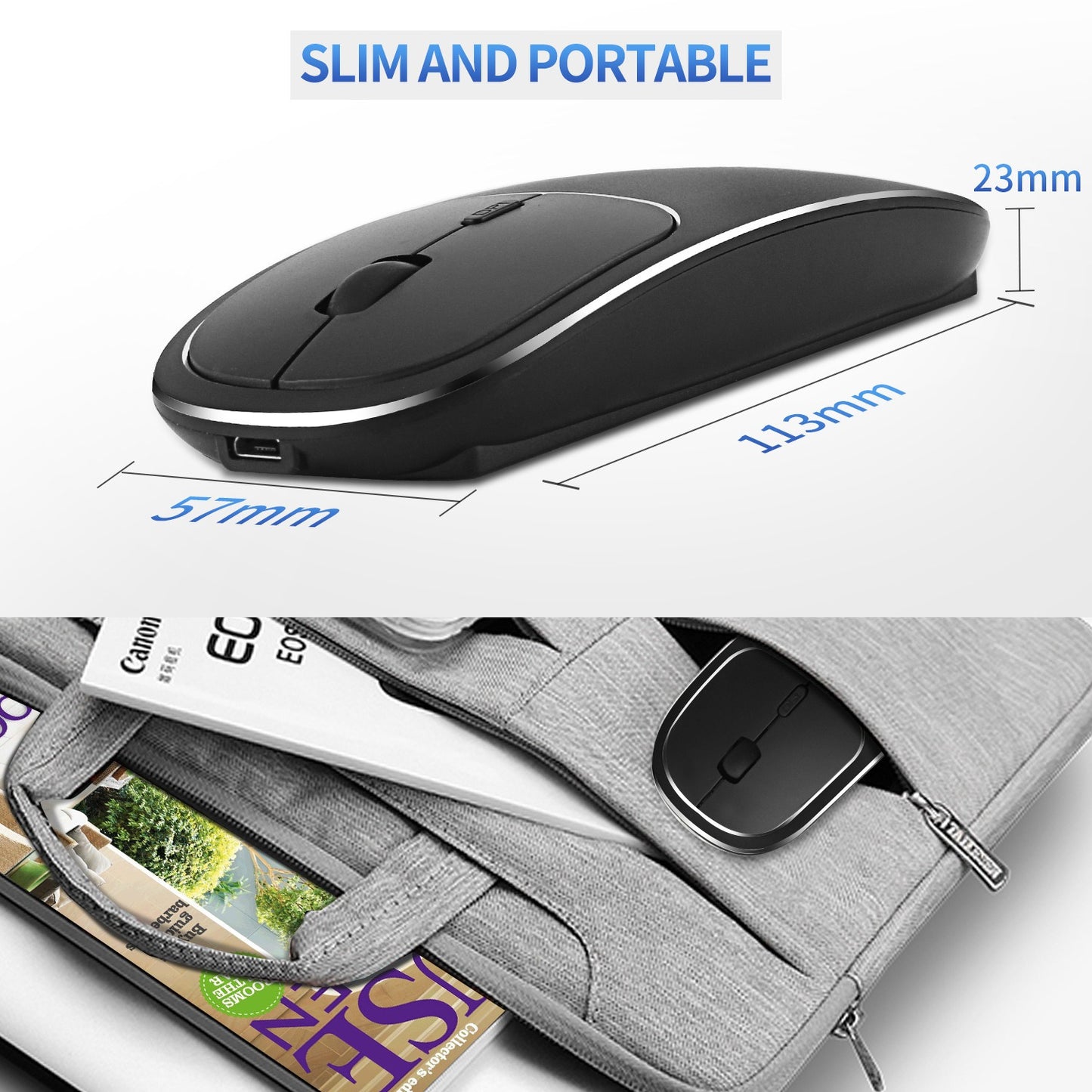 Aluminum alloy dual-mode wireless Bluetooth mouse rechargeable silent infinite computer accessories