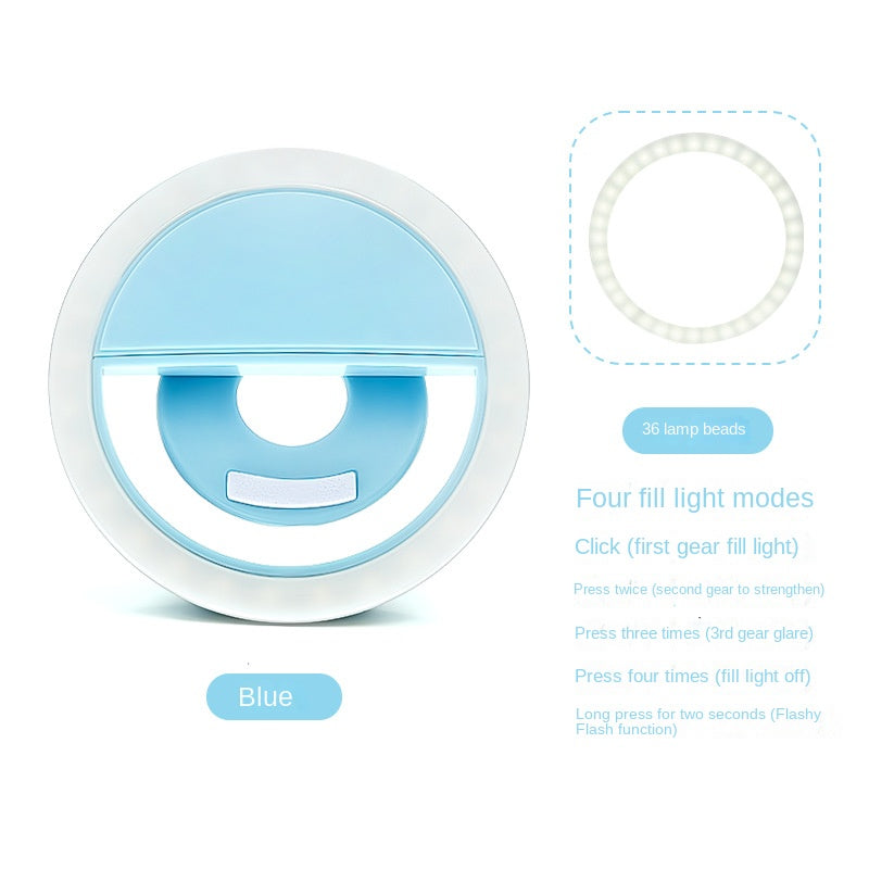 RK-12 Mobile Phone Fill Light Wholesale Live Beauty Selfie Lighting Round Flash Charging LED Fill Light.