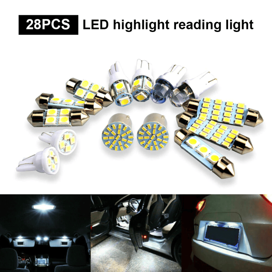 28pcs White LED Car Interior Light Bulbs – Map Dome Door Trunk Kit - GoTypical