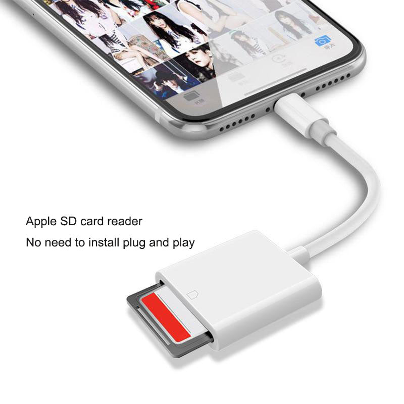 Suitable for Apple 2-in-1 card reader, phone lighting converter, TF+SD card, OTG multifunctional camera.
