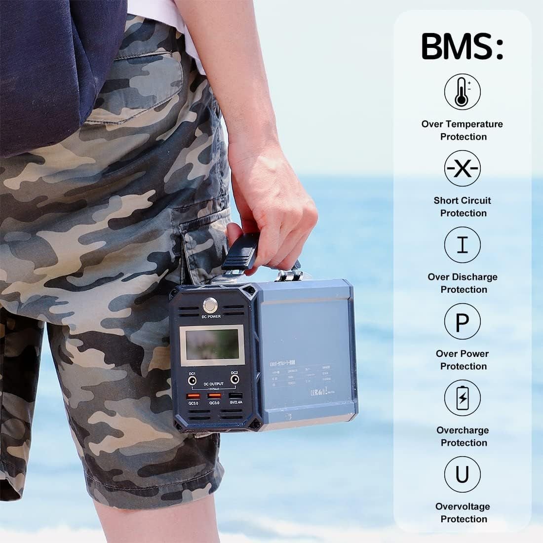 300W Solar Generator, FlashFish 60000mAh Portable Power Station Camping Potable Generator, CPAP Battery Recharged by Solar Panel/Wall Outlet/Car, 110V AC Out/DC 12V /QC USB Ports for CPAP Camp Travel - GoTypical