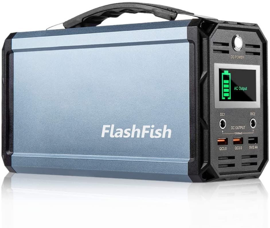 300W Solar Generator, FlashFish 60000mAh Portable Power Station Camping Potable Generator, CPAP Battery Recharged by Solar Panel/Wall Outlet/Car, 110V AC Out/DC 12V /QC USB Ports for CPAP Camp Travel - GoTypical