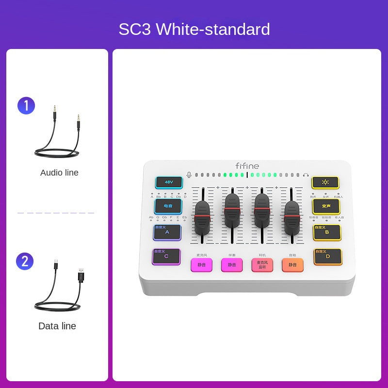 Fifine Game Live Streaming Equipment SC3 Full Set USB External Sound Card Microphone Desktop Karaoke.