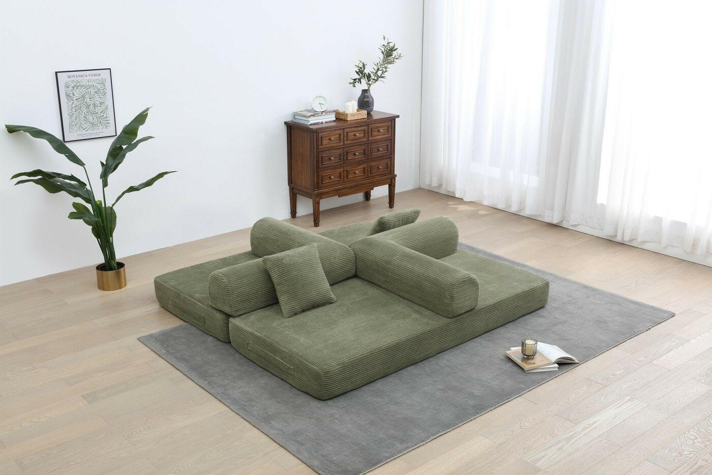 4 - in - 1 Convertible Sofa Bed - 77.9 Inch Modular Floor Couch - GoTypical