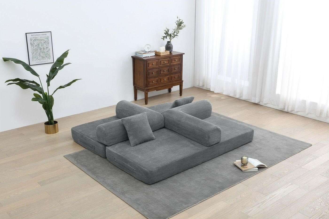 4 - in - 1 Convertible Sofa Bed - 77.9 Inch Modular Floor Couch - GoTypical