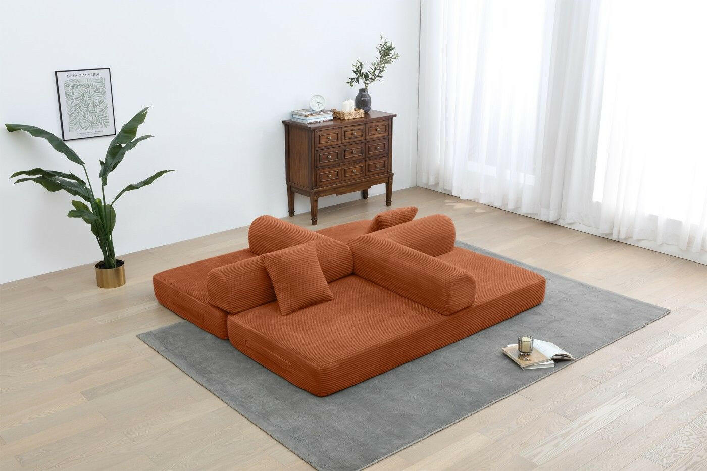 4 - in - 1 Convertible Sofa Bed - 77.9 Inch Modular Floor Couch - GoTypical