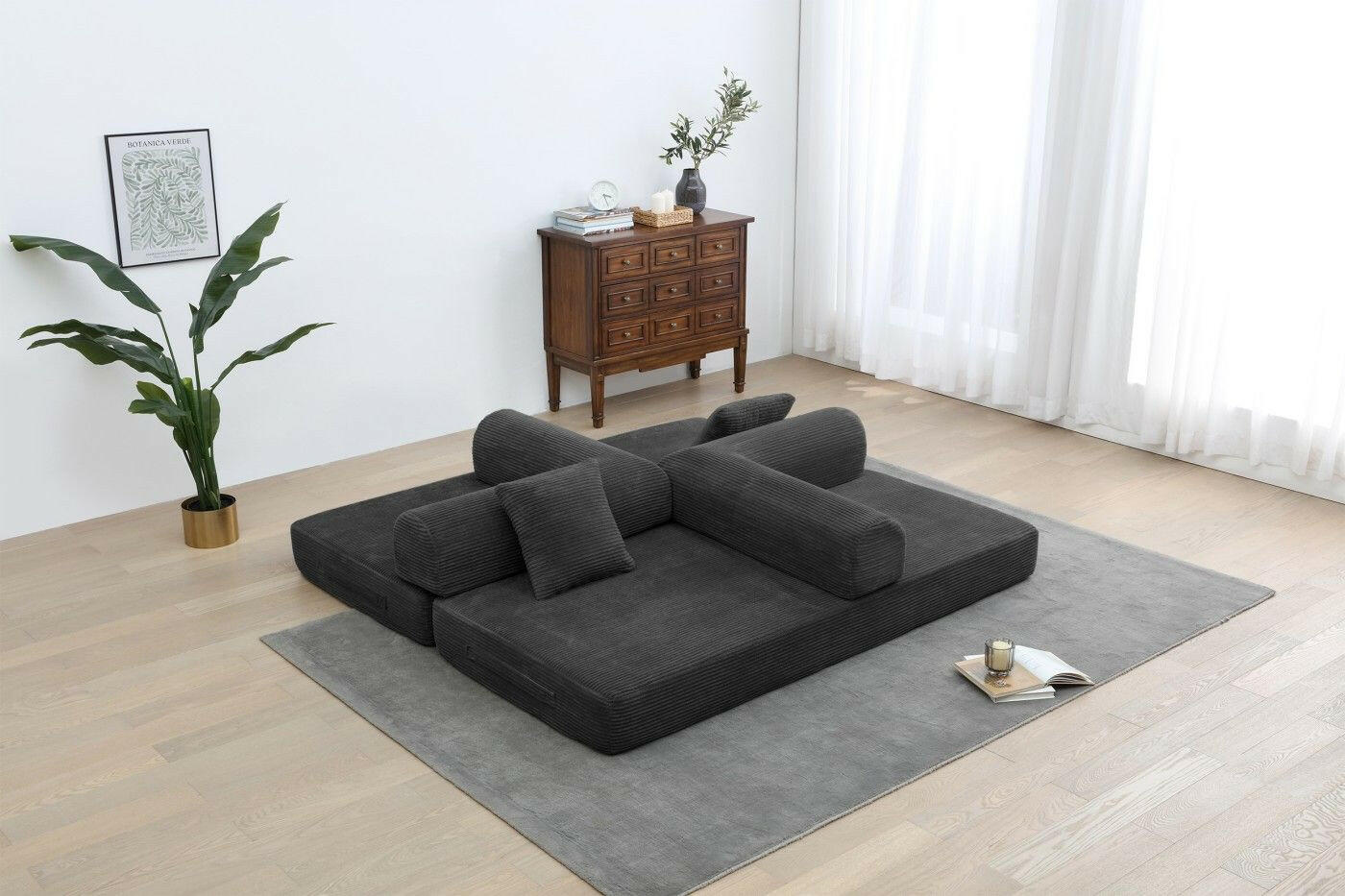 4 - in - 1 Convertible Sofa Bed - 77.9 Inch Modular Floor Couch - GoTypical