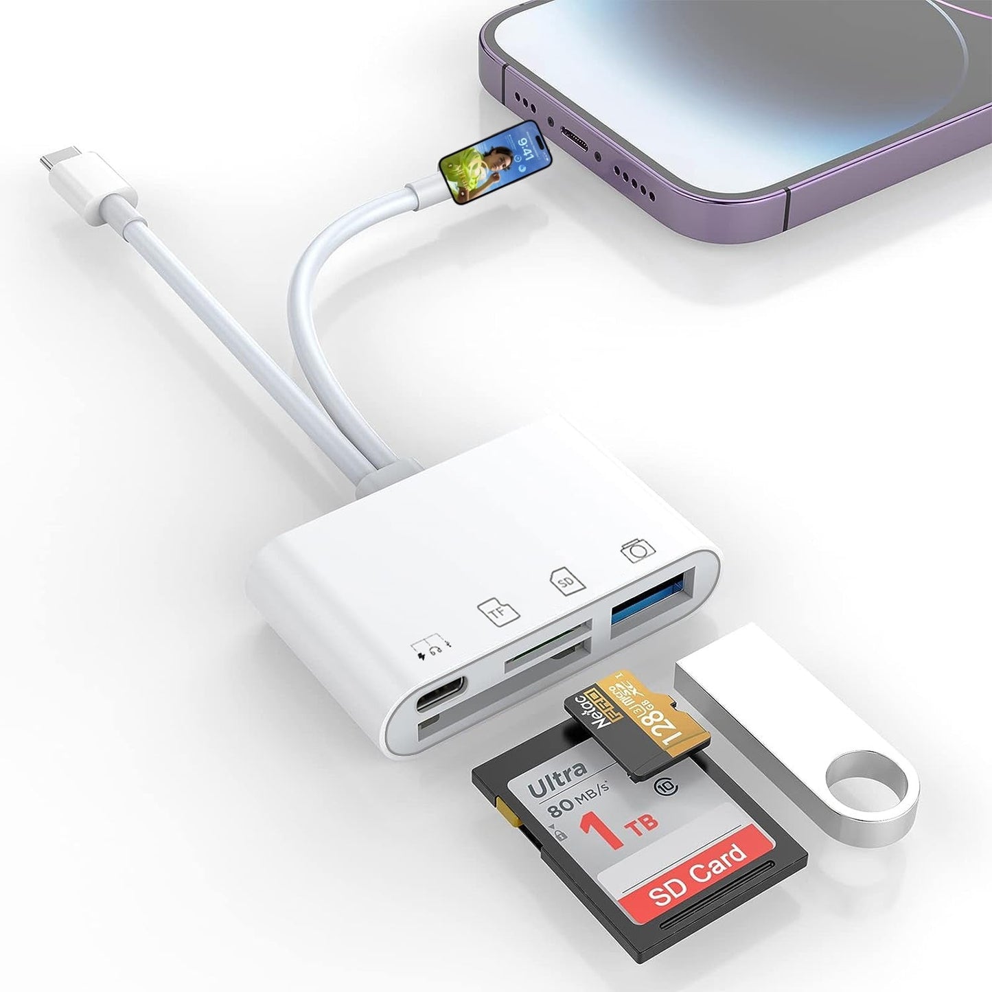 4 - in - 2 card reader suitable for Apple Huawei TYPEC phone USB/SD/microSD adapter converter - GoTypical