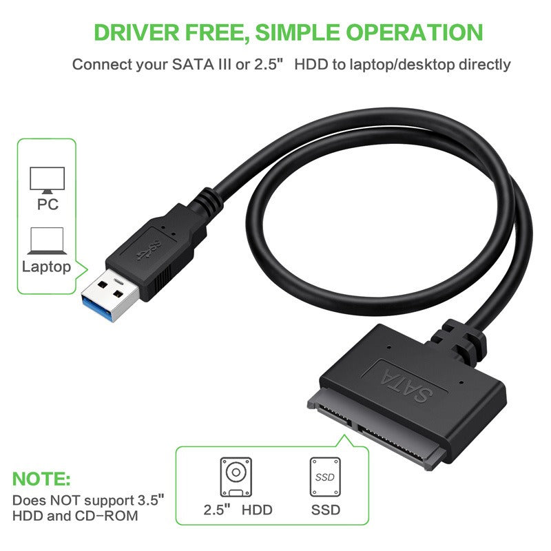 USB 3.0 Easy Drive Cable SATA to USB 3.0 Cable 2.5-inch Hard Disk Adapter Cable 0.5m