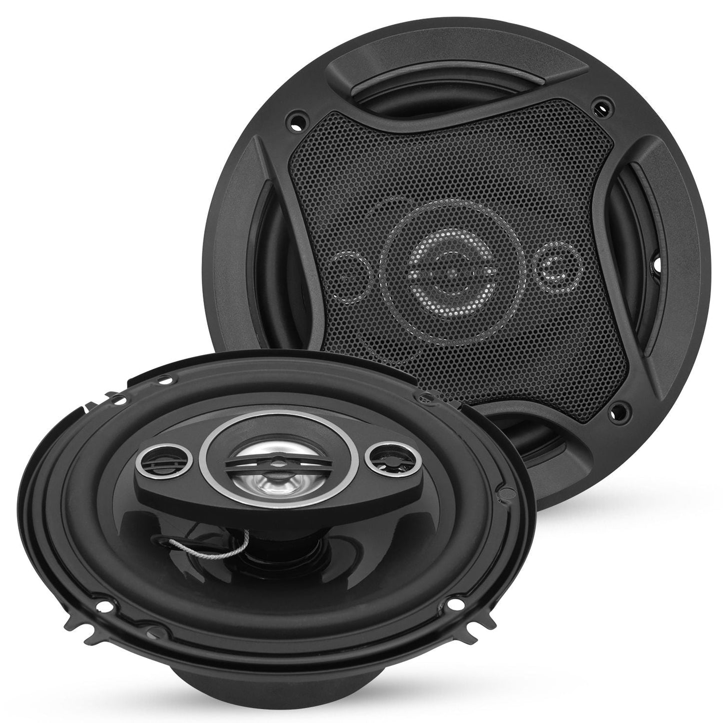 5 Core 2 Way 6' Car Stereo Speakers Pair 500W Coaxial Subwoofer w Tweeter | Universal Fit Deep Bass Replacement Component Speaker for Vehicle Door Side Panel Mount - CS 06 2W - GoTypical