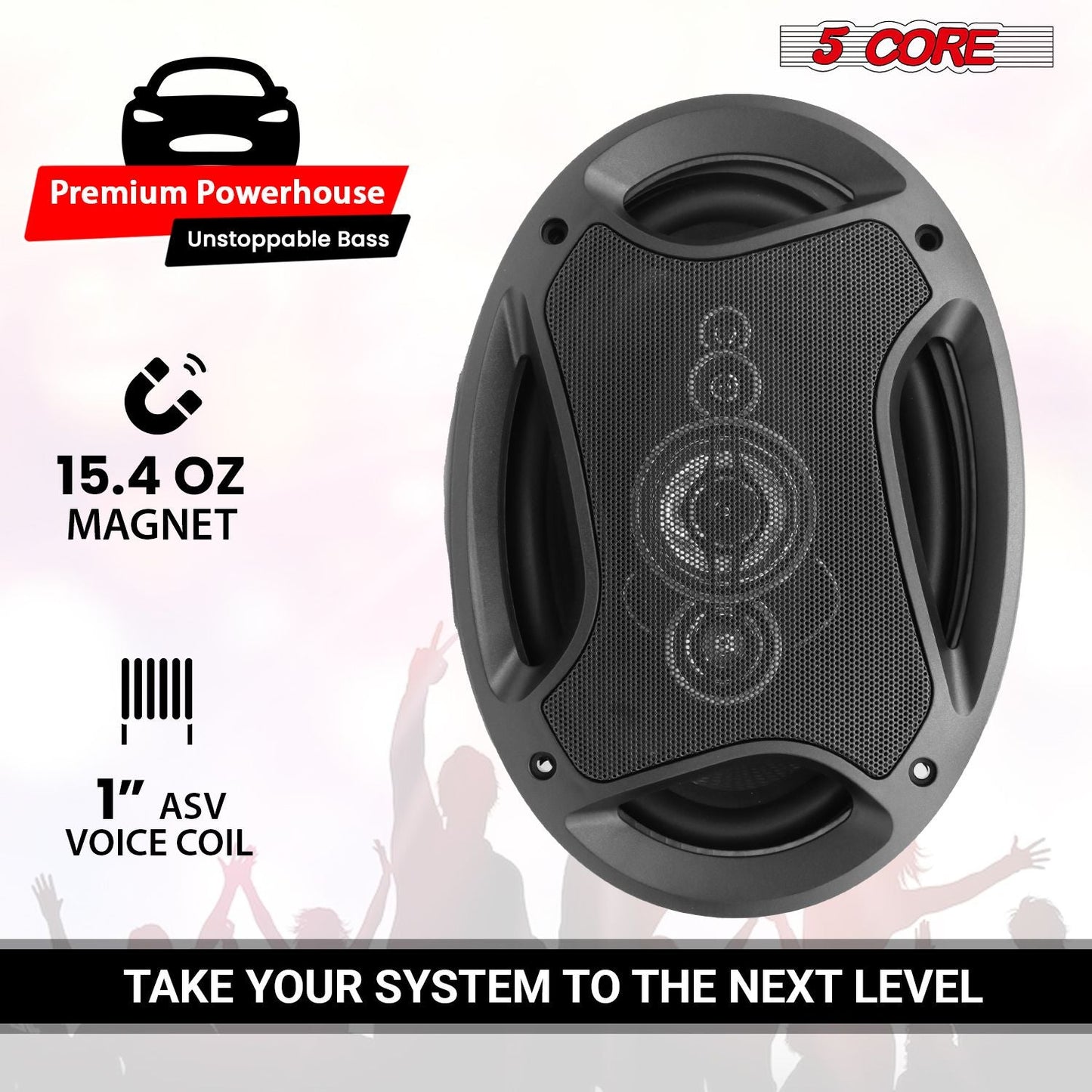 5 Core 6x9 Car Speaker Pair 800W 4Ohm 2 Way Coaxial Speaker w Super Tweeter Universal Fit for Cars Stereo Easy Installation High Performance Sound System for Clear Sound & Deep Bass - CS 69 2W - GoTypical