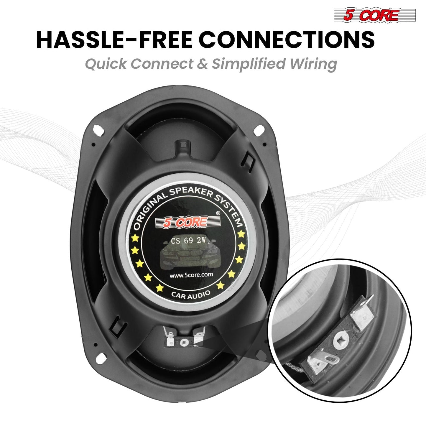 5 Core 6x9 Car Speaker Pair 800W 4Ohm 2 Way Coaxial Speaker w Super Tweeter Universal Fit for Cars Stereo Easy Installation High Performance Sound System for Clear Sound & Deep Bass - CS 69 2W - GoTypical