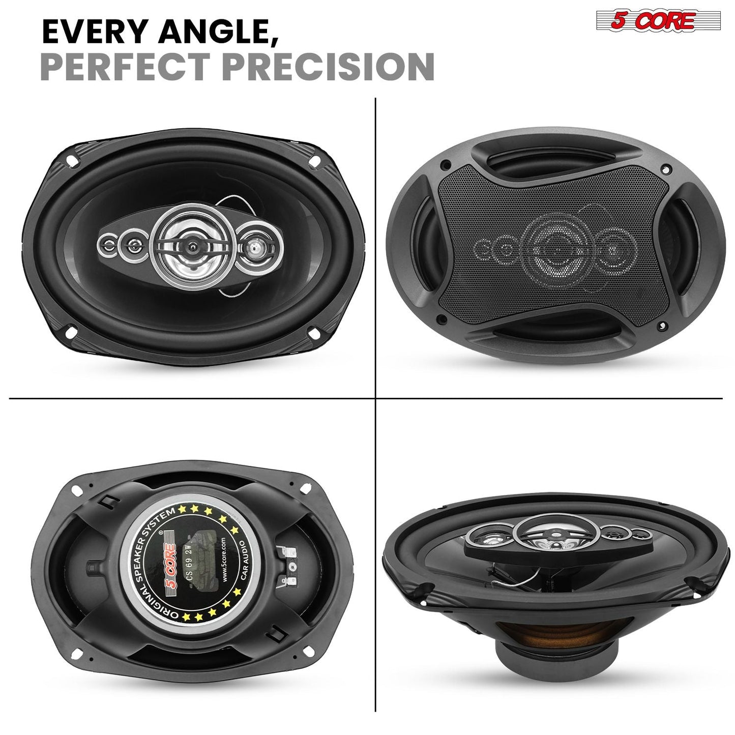 5 Core 6x9 Car Speaker Pair 800W 4Ohm 2 Way Coaxial Speaker w Super Tweeter Universal Fit for Cars Stereo Easy Installation High Performance Sound System for Clear Sound & Deep Bass - CS 69 2W - GoTypical