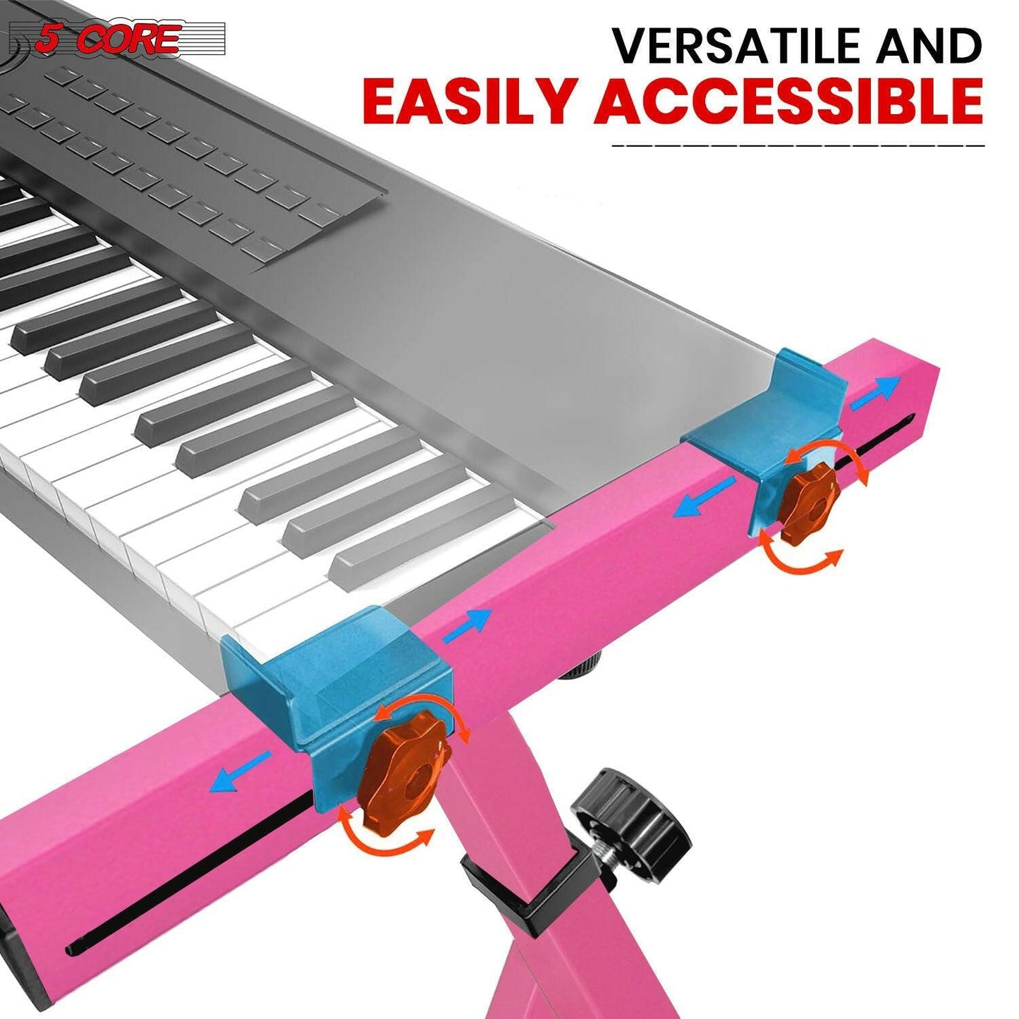 5 Core Adjustable Keyboard Stand – Z Style, Heavy Duty, Baby Pink - GoTypical