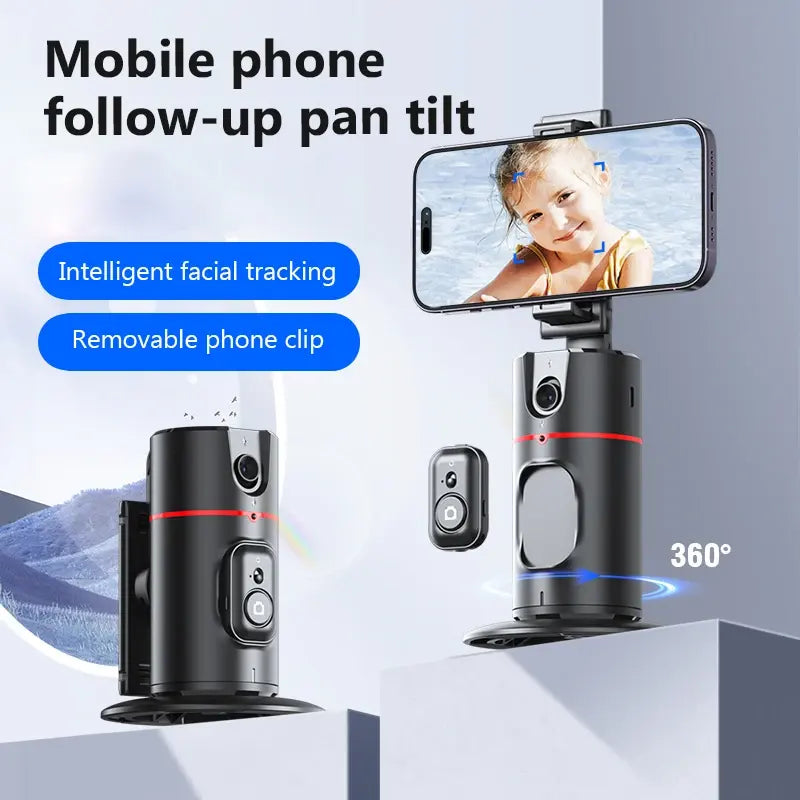 P02 Auto Face Tracking Stand 360 Rotation Phone Holder Desktop Tracking Gimbal Stabilizer Tripod for Live Vlogging Video.