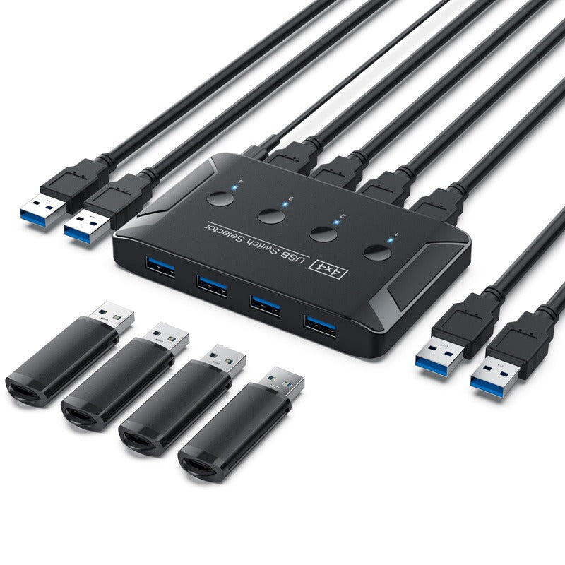 USB 3.0 Switcher 4-port USB Automatic 4-In 4-Out Switcher Hub Printer Shared Switcher