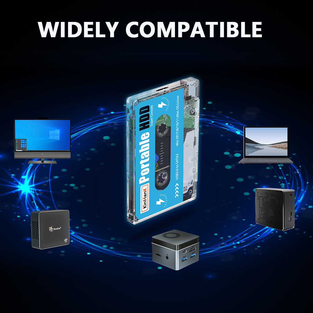 Kinhand 500G HDD Portable External Hard Drive Disk 55000 Retro Games For PSP/SEGA SATURN/Wii Gaming Card for Computer Laptop