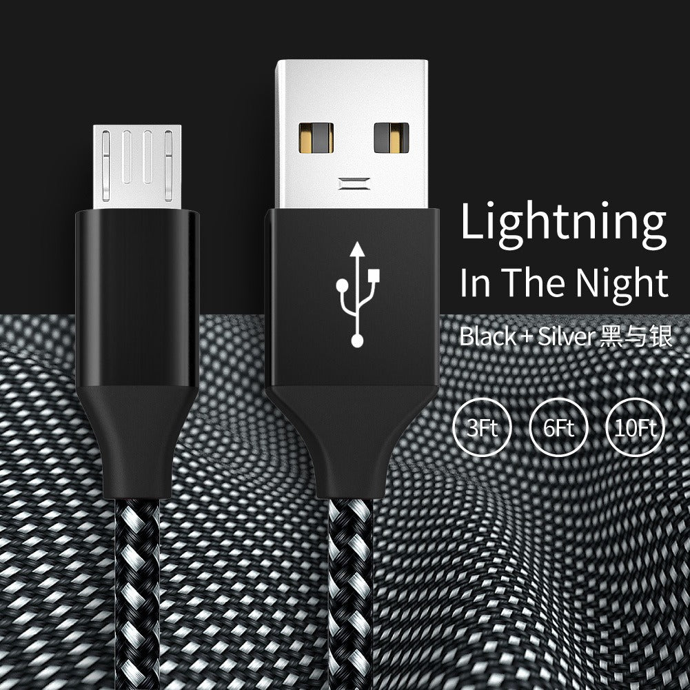 Android Phone V8 Fast Charging Micro Data Cable Braided Aluminum Alloy USB Charging Cable