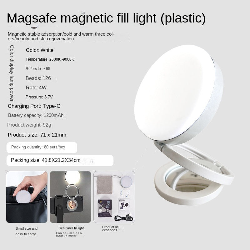 New YSH-126 LED Magnetic Phone Fill Light Photography Lamp Desktop Video Conference Live Pocket Light Mirror.