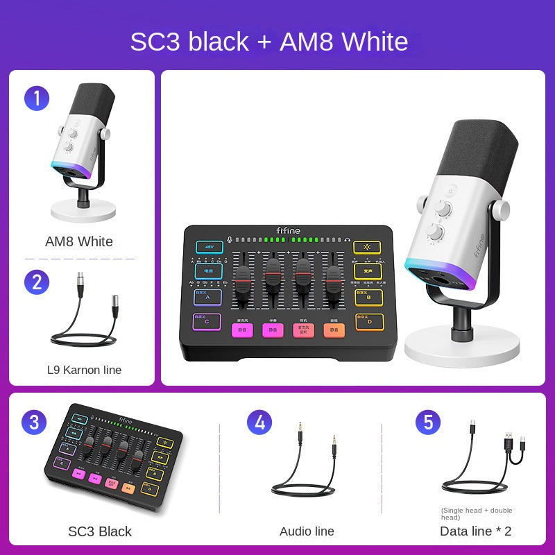Fifine Game Live Streaming Equipment SC3 Full Set USB External Sound Card Microphone Desktop Karaoke.