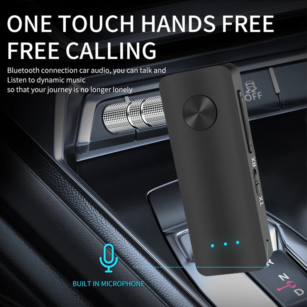 T66 AUX Bluetooth 5.0 Adapter Car Bluetooth Receiver Transmitter 2-in-1 Wireless Audio.