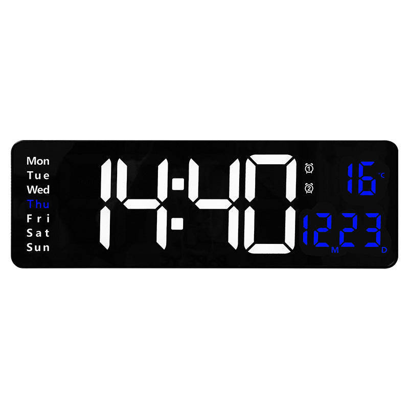 13/16 Inches Large LED Digital Wall Clock ,Wall Mounted Remote Control Temperature Date Week Display Timer Dual Alarm Clock