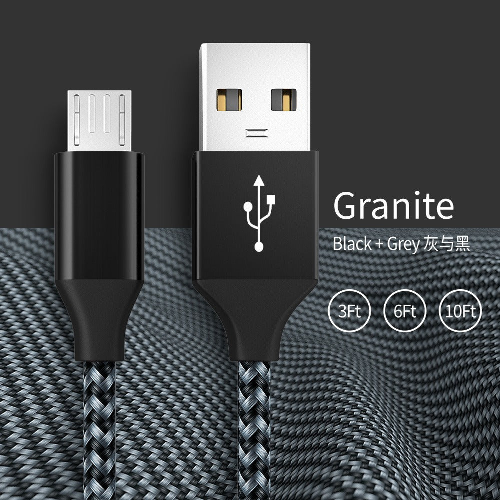 Android Phone V8 Fast Charging Micro Data Cable Braided Aluminum Alloy USB Charging Cable