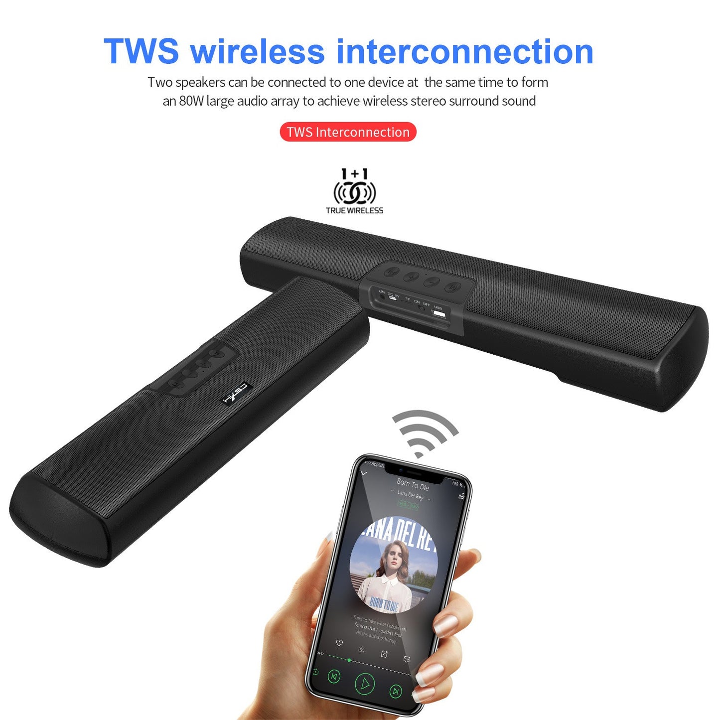 Home Bluetooth 5.0 Speaker Extended Edition Desktop Wall mounted Wireless Speaker Bass Cannon Speaker Supports USB TF.
