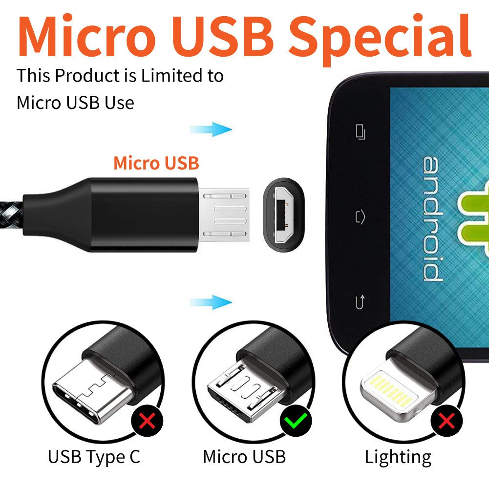 Android Phone V8 Fast Charging Micro Data Cable Braided Aluminum Alloy USB Charging Cable