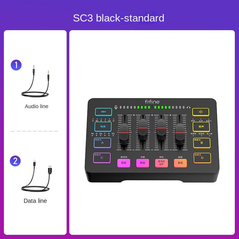 Fifine Game Live Streaming Equipment SC3 Full Set USB External Sound Card Microphone Desktop Karaoke.
