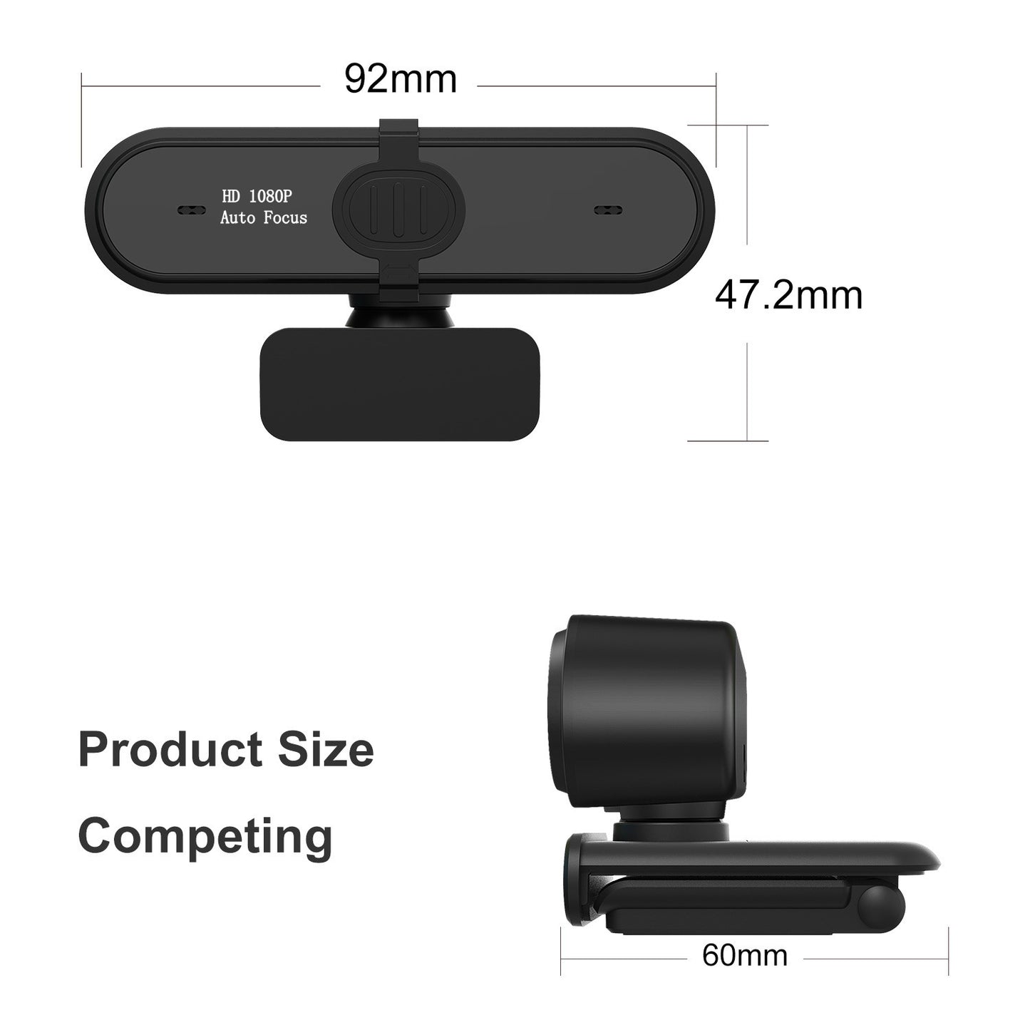 Computer camera with 5 million AF and 1080P autofocus for business video conferencing and online courses.