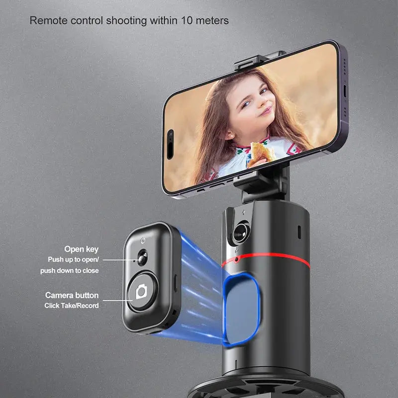 P02 Auto Face Tracking Stand 360 Rotation Phone Holder Desktop Tracking Gimbal Stabilizer Tripod for Live Vlogging Video.