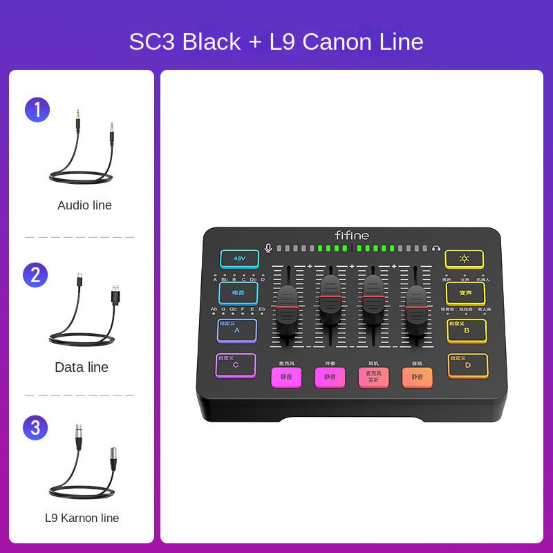 Fifine Game Live Streaming Equipment SC3 Full Set USB External Sound Card Microphone Desktop Karaoke.