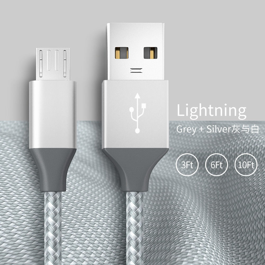 Android Phone V8 Fast Charging Micro Data Cable Braided Aluminum Alloy USB Charging Cable
