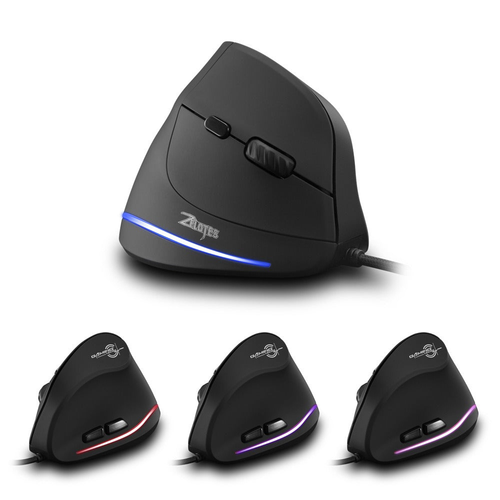 ZELOTES T20 Vertical Mouse Grip Ergonomic Laptop Desktop Wired Mouse