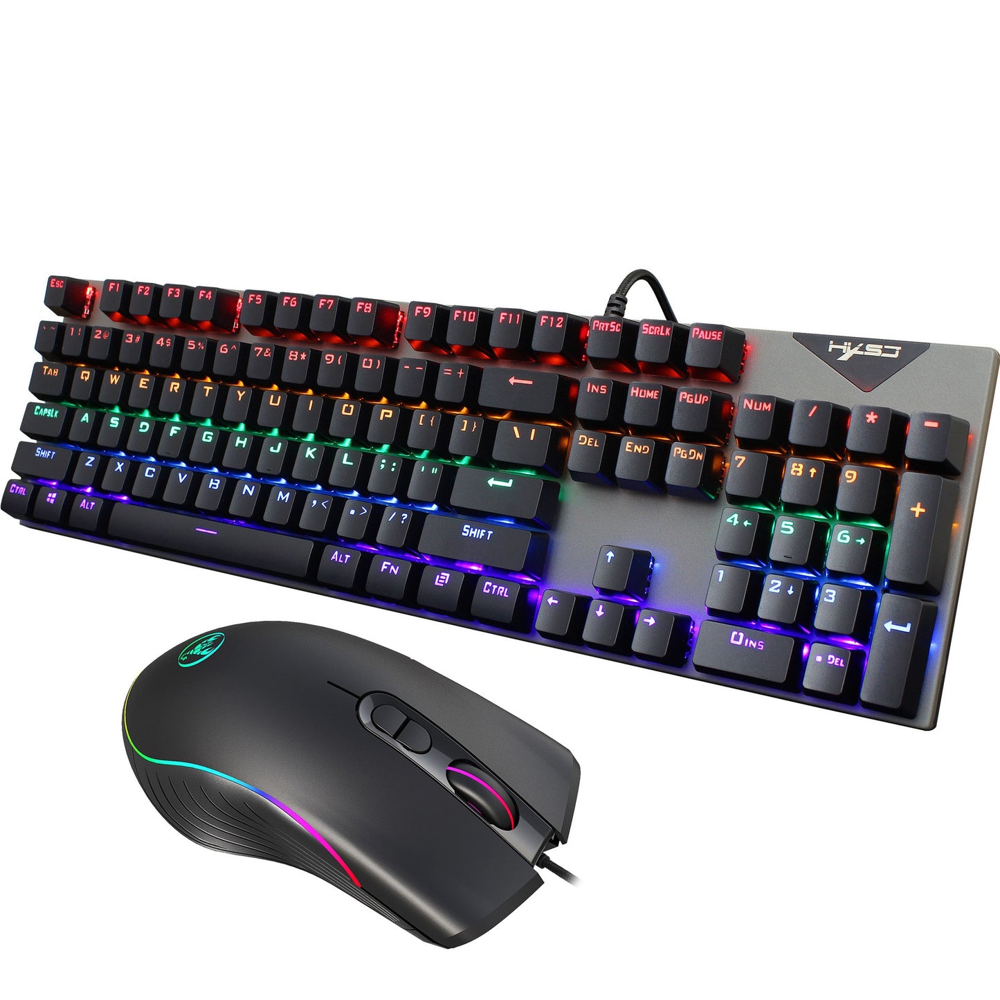Suspended keycaps with real mechanical feel illuminated RGB keyboard and mouse game 104 keyboard and mouse wired set.