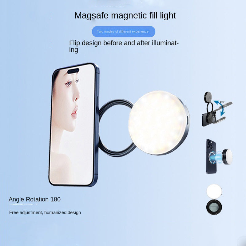 New YSH-126 LED Magnetic Phone Fill Light Photography Lamp Desktop Video Conference Live Pocket Light Mirror.
