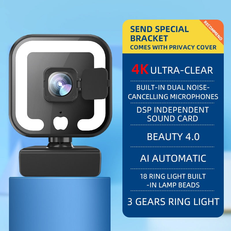 4k beauty autofocus 1080p computer camera high-definition network USB live streaming webcam2k.