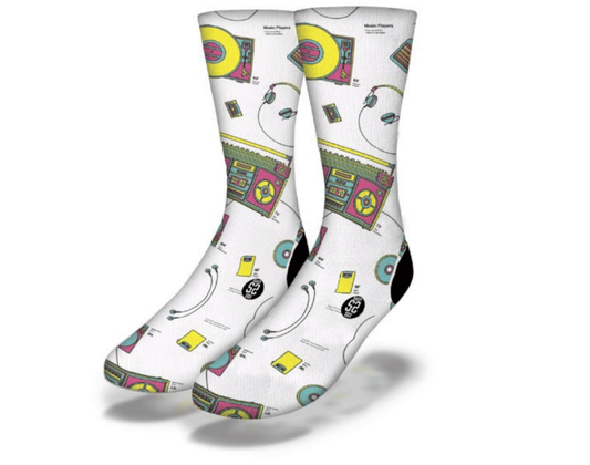 90's Old School Electronics Socks – Cotton Blend Multicolor Retro Design - GoTypical