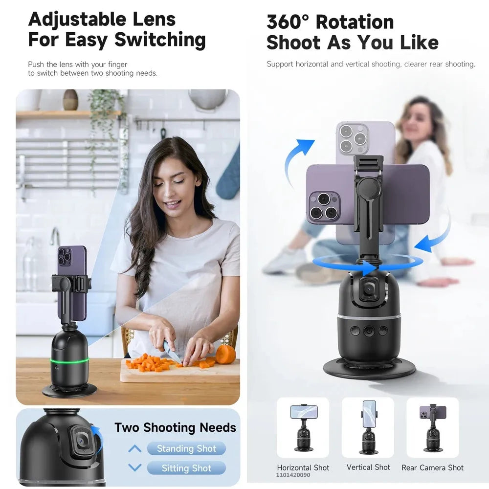 P03 AI Smart Gimbal 360° Auto Face Tracking Gimbal All-in-one Rotation For Smartphone video Vlog Stabilizer Phone Holder
