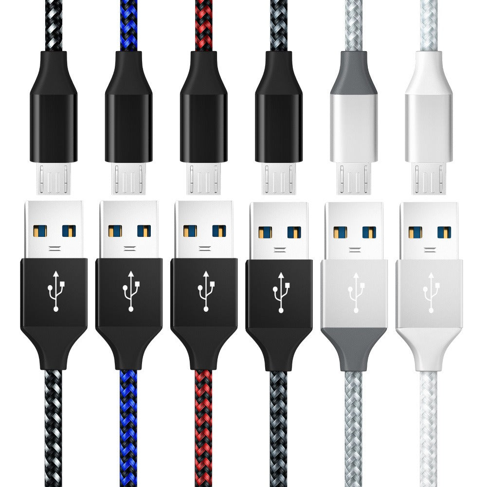 Android Phone V8 Fast Charging Micro Data Cable Braided Aluminum Alloy USB Charging Cable