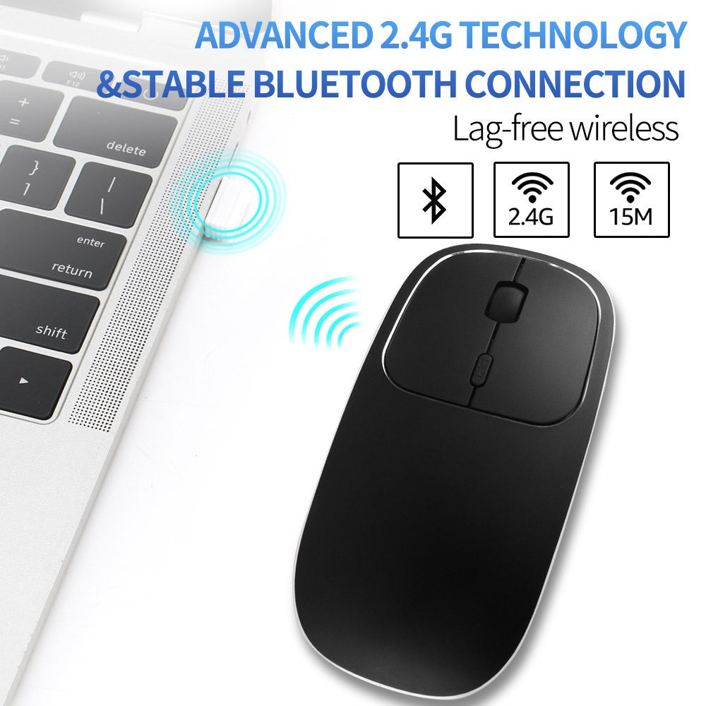 Aluminum alloy dual-mode wireless Bluetooth mouse rechargeable silent infinite computer accessories